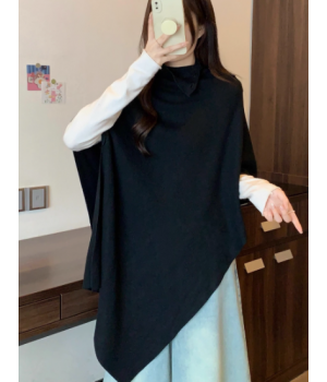 Irregular half turtleneck sweater for women autumn and winter design outer cape shawl